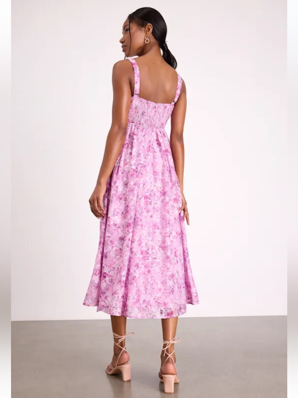 NWT Lulus Colwyn Light Magenta Floral Jacquard Bustier Midi Dress FLAWED - Picture 3 of 5